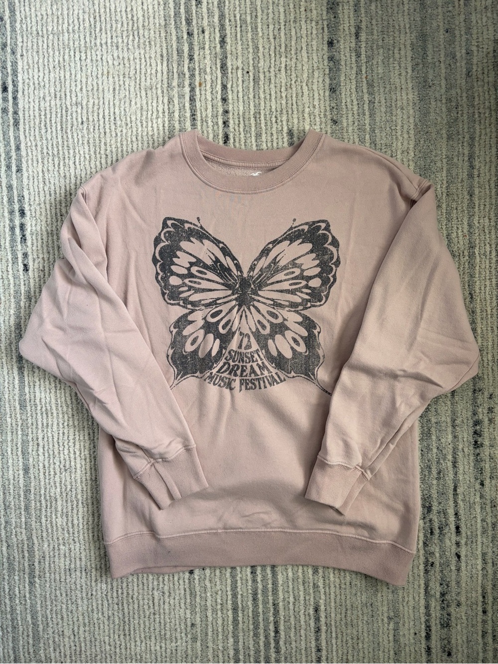 Hollister Dusty Rose Butterfly Crewneck Sweatshirt